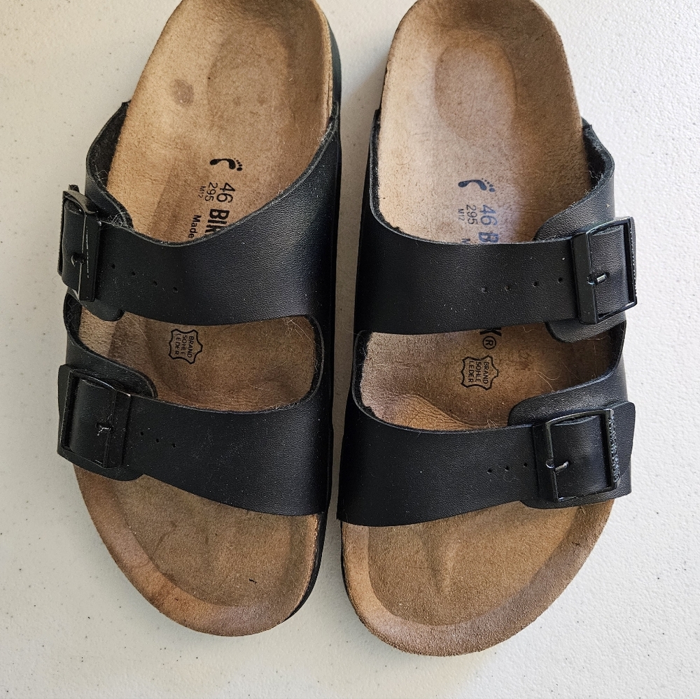 Black Mens BIRKENSTOCK Two-Strap Comfort Sandals